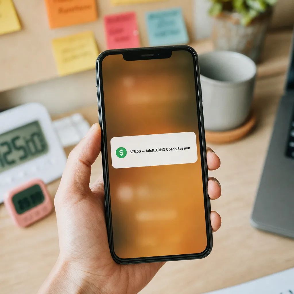 Your first paid session: payment received on the reader's phone